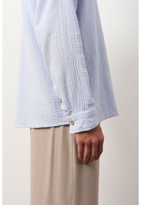 Camisa Manga Larga De Lino Para Hombre Siloli Camisa Manga Larga De Lino Para Hombre Siloli Azul Claro M VÉLEZ