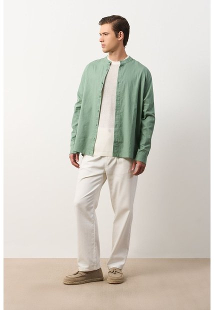 Camisa Manga Larga Para Hombre Cuello Nerú Camisa Manga Larga Para Hombre Cuello Nerú Verde Oliva M VÉLEZ