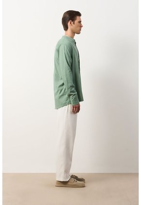 Camisa Manga Larga Para Hombre Cuello Nerú Camisa Manga Larga Para Hombre Cuello Nerú Verde Oliva M VÉLEZ