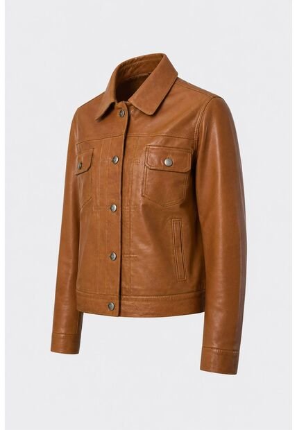 Chaqueta Kalahari De Cuero Para Mujer Silueta Trucker Chaqueta Kalahari De Cuero Para Mujer Silueta Trucker Miel XXL VÉLEZ