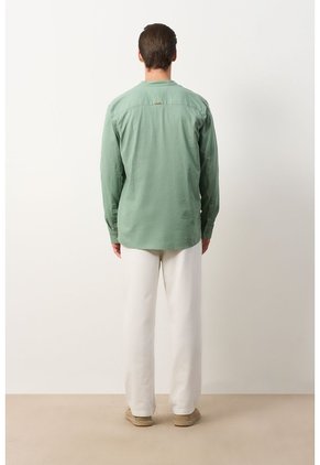 Camisa Manga Larga Para Hombre Cuello Nerú Camisa Manga Larga Para Hombre Cuello Nerú Verde Oliva M VÉLEZ