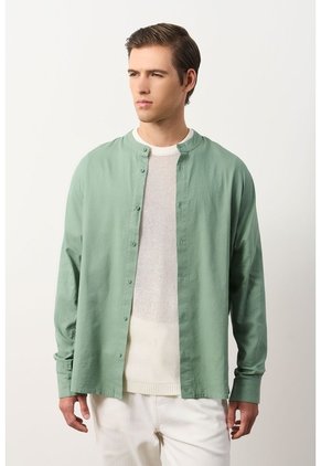 Camisa Manga Larga Para Hombre Cuello Nerú Camisa Manga Larga Para Hombre Cuello Nerú Verde Oliva M VÉLEZ