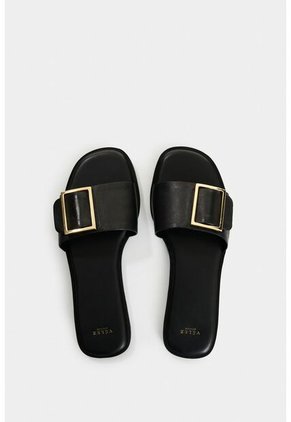 Sandalia Plana De Cuero Para Mujer Gem Sandalia Plana De Cuero Para Mujer Gem Negro 38 VÉLEZ