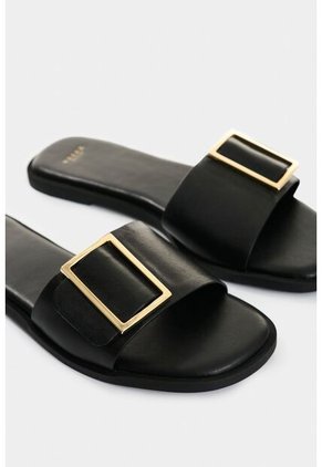 Sandalia Plana De Cuero Para Mujer Gem Sandalia Plana De Cuero Para Mujer Gem Negro 38 VÉLEZ