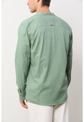 Camisa Manga Larga Para Hombre Cuello Nerú Camisa Manga Larga Para Hombre Cuello Nerú Verde Oliva M VÉLEZ