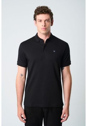 Polo Alcor Manga Corta Para Hombre Detalle Acanalado Polo Alcor Manga Corta Para Hombre Detalle Acanalado Negro L VÉLEZ