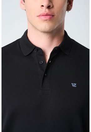 Polo Alcor Manga Corta Para Hombre Detalle Acanalado Polo Alcor Manga Corta Para Hombre Detalle Acanalado Negro L VÉLEZ