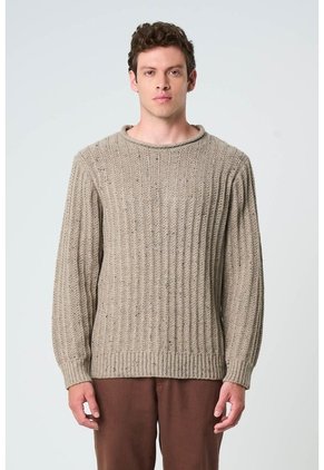 Sweater Selva Tejido Para Hombre Cuello Bandeja Sweater Selva Tejido Para Hombre Cuello Bandeja Tabaco M VÉLEZ