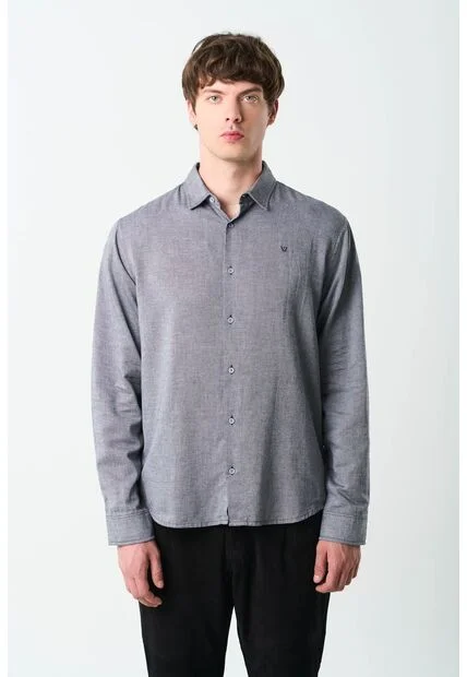 Camisa Oxford Manga Larga Calagua Para Hombre Semifitted Camisa Oxford Manga Larga Calagua Para Hombre Semifitted Negro S VÉLEZ