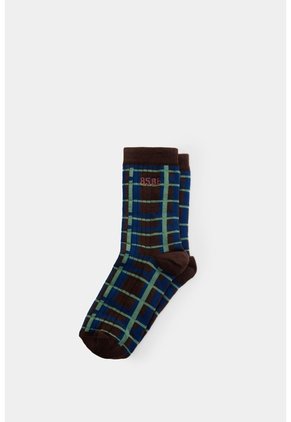 Calcetines Media Pierna Tartan Para Hombre Calcetines Media Pierna Tartan Para Hombre Cafe XS VÉLEZ