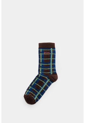 Calcetines Media Pierna Tartan Para Hombre Calcetines Media Pierna Tartan Para Hombre Cafe XS VÉLEZ
