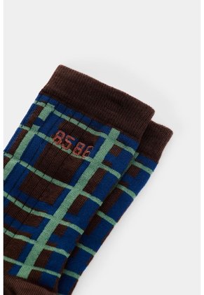 Calcetines Media Pierna Tartan Para Hombre Calcetines Media Pierna Tartan Para Hombre Cafe XS VÉLEZ