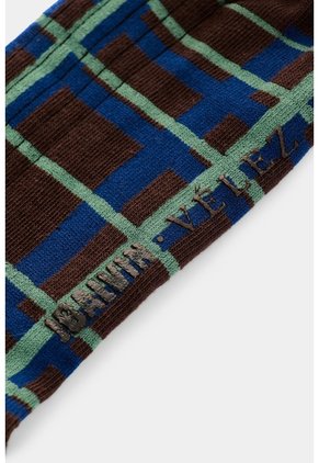 Calcetines Media Pierna Tartan Para Hombre Calcetines Media Pierna Tartan Para Hombre Cafe XS VÉLEZ
