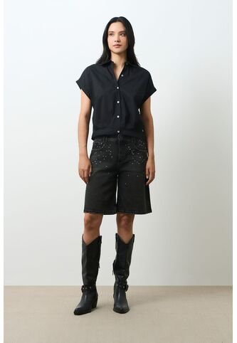 Camisa Holgada Para Mujer Sombra Camisa Holgada Para Mujer Sombra Negro XS VÉLEZ Vélez