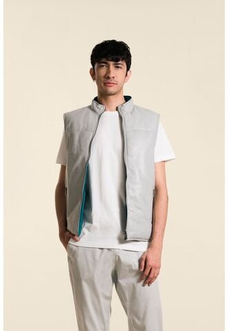 Chaleco Doble Faz Acolchado Para Hombre En Poliéster Y Cuero Chaleco Doble Faz Acolchado Para Hombre En Poliéster Y Cuero Azul Aguamarina M VÉLEZ Vélez