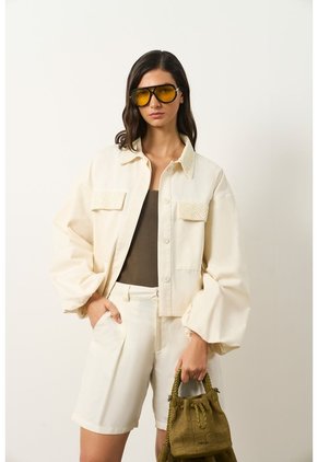 Chaqueta Senda Trucker Para Mujer Oversized Chaqueta Senda Trucker Para Mujer Oversized Crema XL VÉLEZ