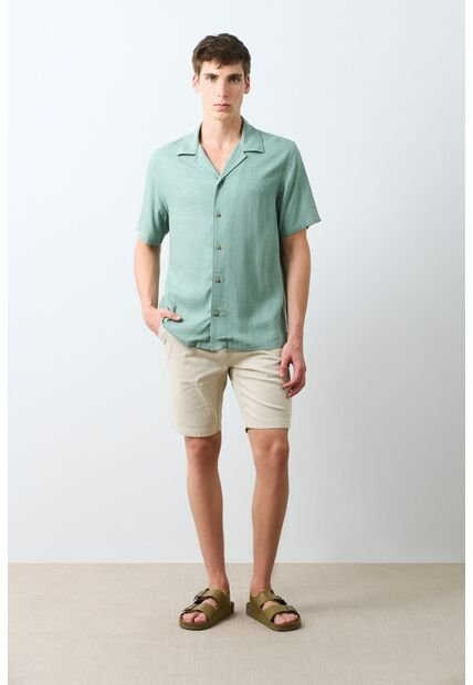 Camisa En Lino Turin Para Hombre Camisa En Lino Turin Para Hombre Agua Marina XL VÉLEZ