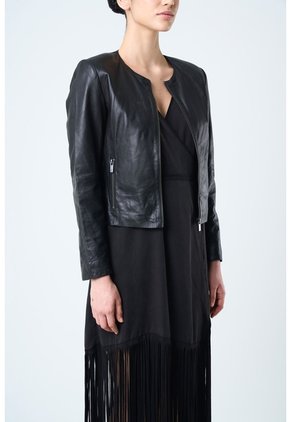 Chaqueta De Cuero Para Mujer Denver Chaqueta De Cuero Para Mujer Denver Negro L VÉLEZ