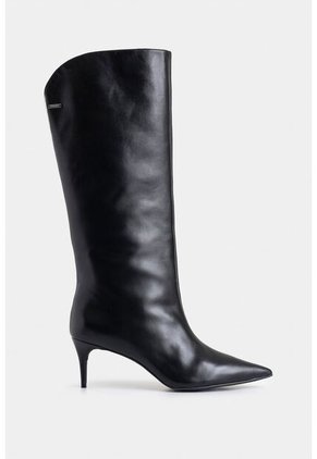 Botas De Tacón Lanceolata De Cuero Para Mujer Silueta Punta Botas De Tacón Lanceolata De Cuero Para Mujer Silueta Punta Negro 34 VÉLEZ