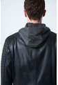 Chaqueta Belmont De Cuero Para Hombre Capucha Y Pechera Chaqueta Belmont De Cuero Para Hombre Capucha Y Pechera Negro XXL VÉLEZ de Vélez