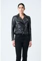 Chaqueta Silueta Biker De Cuero Para Mujer Taches Chaqueta Silueta Biker De Cuero Para Mujer Taches Negro M VÉLEZ de Vélez