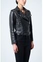 Chaqueta Silueta Biker De Cuero Para Mujer Taches Chaqueta Silueta Biker De Cuero Para Mujer Taches Negro M VÉLEZ de Vélez