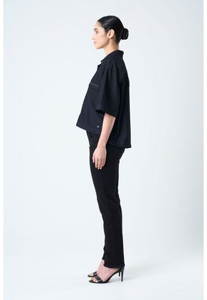 Camisa Clark Para Mujer Cropped Camisa Clark Para Mujer Cropped Azul Oscuro XS VÉLEZ