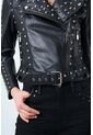 Chaqueta Silueta Biker De Cuero Para Mujer Taches Chaqueta Silueta Biker De Cuero Para Mujer Taches Negro M VÉLEZ de Vélez