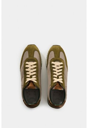 Tenis De Cuero Y Textil Para Mujer Flora Tenis De Cuero Y Textil Para Mujer Flora Verde Oliva 37 VÉLEZ
