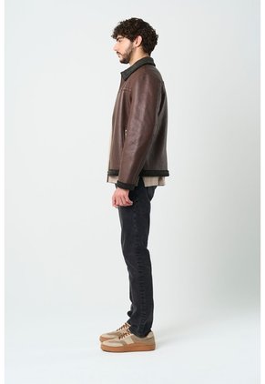Chaqueta Atrani De Cuero Para Hombre Semi Ajustada Chaqueta Atrani De Cuero Para Hombre Semi Ajustada Cafe L VÉLEZ