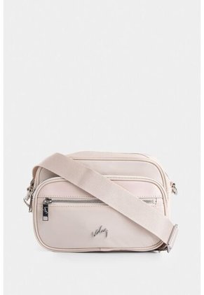 Manos Libres Camelia En Lona Para Mujer Detalle Cuero Manos Libres Camelia En Lona Para Mujer Detalle Cuero Blanco VÉLEZ