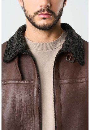 Chaqueta Atrani De Cuero Para Hombre Semi Ajustada Chaqueta Atrani De Cuero Para Hombre Semi Ajustada Cafe L VÉLEZ