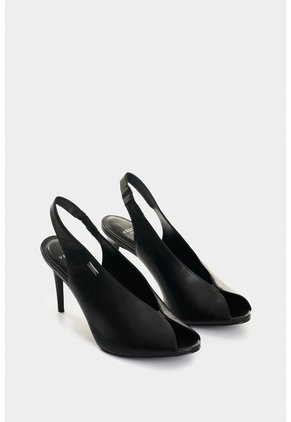 Sandalia Tacón En Cuero Para Mujer Aqua Sandalia Tacón En Cuero Para Mujer Aqua Negro 40 VÉLEZ