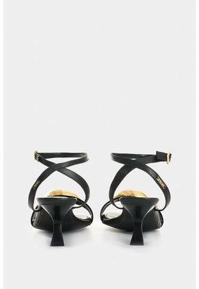 Sandalia Tacón De Cuero Para Mujer Cleo Sandalia Tacón De Cuero Para Mujer Cleo Negro 35 VÉLEZ