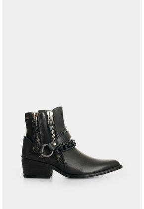 Botin En Cuero Con Acabado Desgastado Para Mujer Ocaso Botin En Cuero Con Acabado Desgastado Para Mujer Ocaso Negro 39 VÉLEZ