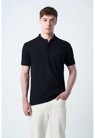 Polo Para Hombre Semi Fit Detalle Jacquard Polo Para Hombre Semi Fit Detalle Jacquard Negro M VÉLEZ Vélez