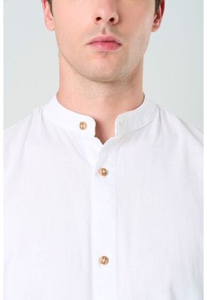 Camisa Manga Larga Para Hombre Cuello Nerú Camisa Manga Larga Para Hombre Cuello Nerú Blanco M VÉLEZ