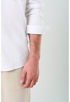 Camisa Manga Larga Para Hombre Cuello Nerú Camisa Manga Larga Para Hombre Cuello Nerú Blanco M VÉLEZ