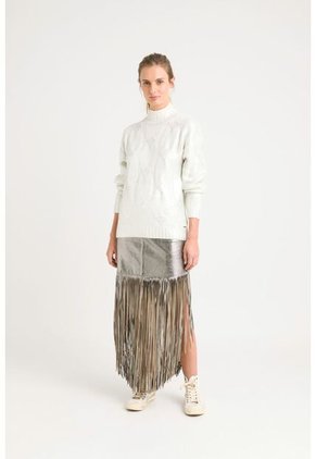 Sweater Rock En Tejido Rectilíneo Para Mujer Efecto Metalizado Sweater Rock En Tejido Rectilíneo Para Mujer Efecto Metalizado Crema S VÉLEZ