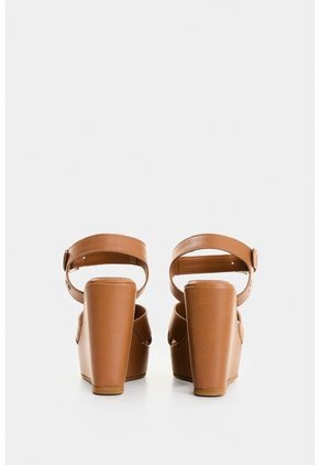 Sandalia Plataforma De Cuero Para Mujer Luzia Sandalia Plataforma De Cuero Para Mujer Luzia Miel 38 VÉLEZ