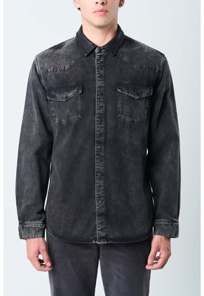 Sobrecamisa Alcor Manga Larga De Algodón Para Hombre Detalles Cuero Sobrecamisa Alcor Manga Larga De Algodón Para Hombre Detalles Cuero Negro M VÉLEZ