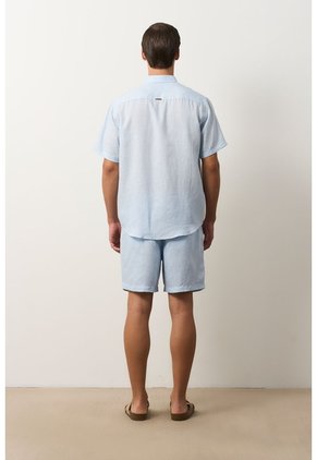 Camisa En Lino Manga Corta Siena Para Hombre Camisa En Lino Manga Corta Siena Para Hombre Azul Claro XL VÉLEZ