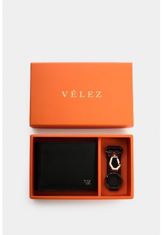 Kit Billetera + Llavero De Cuero Para Hombre Brand 2 Kit Billetera + Llavero De Cuero Para Hombre Brand 2 Negro VÉLEZ Vélez