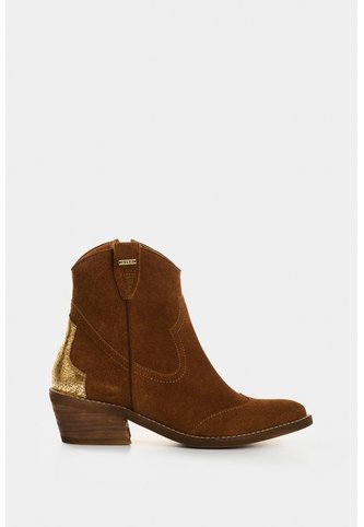 Botines Texanos De Cuero Gamuzado Para Mujer Sahara Botines Texanos De Cuero Gamuzado Para Mujer Sahara Miel 41 VÉLEZ Vélez