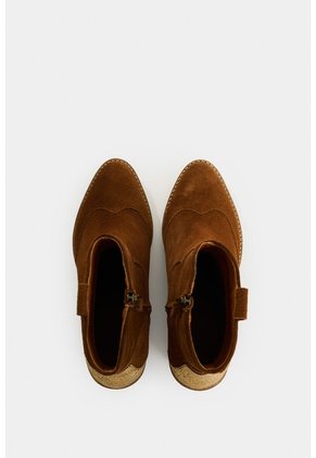 Botines Texanos De Cuero Gamuzado Para Mujer Sahara Botines Texanos De Cuero Gamuzado Para Mujer Sahara Miel 41 VÉLEZ