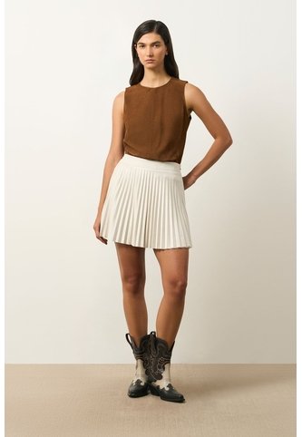Falda Wrap Plisada Para Mujer Lumbre Falda Wrap Plisada Para Mujer Lumbre Crema 10 VÉLEZ Vélez