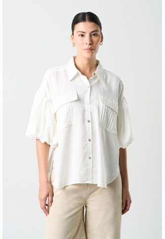 Camisa Galera Para Mujer Manga Abombada Camisa Galera Para Mujer Manga Abombada Blanco XS VÉLEZ Vélez