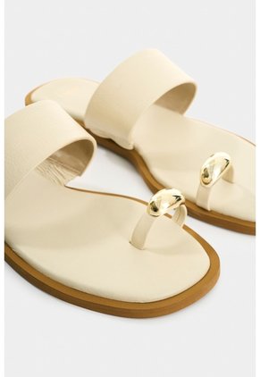 Sandalia Plana De Cuero Para Mujer Thala Sandalia Plana De Cuero Para Mujer Thala Beige 38 VÉLEZ