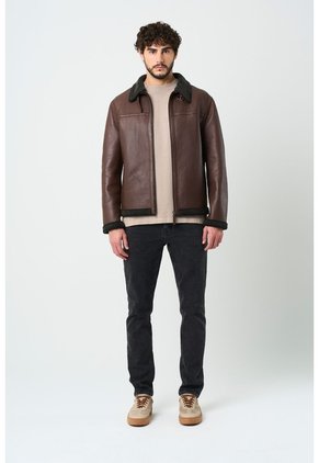 Chaqueta Atrani De Cuero Para Hombre Semi Ajustada Chaqueta Atrani De Cuero Para Hombre Semi Ajustada Cafe XXL VÉLEZ