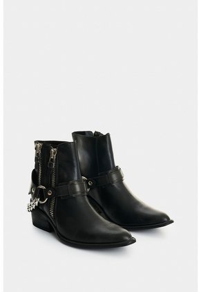 Botines De Cuero Craquelado Para Mujer Marine Botines De Cuero Craquelado Para Mujer Marine Negro 41 VÉLEZ